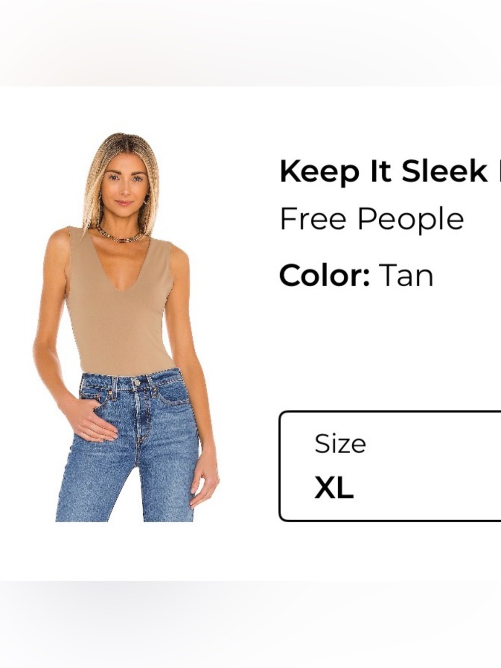 Free People Keep It Sleek Bodysuit in Tan